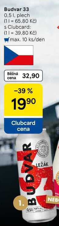 Budvar 33, 0.5 l, plech