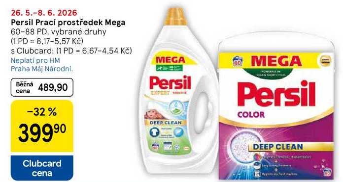 Persil Prací prostředek Mega, 60-88 PD, vybrané druhy Tesco