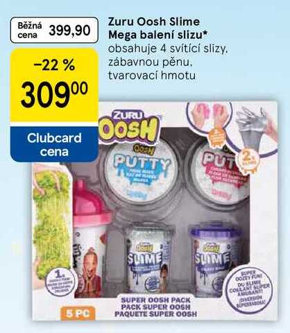 Zuru Oosh Slime Mega balení slizu, obsahuje 4 svítící slizy. zábavnou pěnu. tvarovací hmotu Tesco