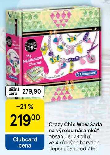 Crazy Chic Wow Sada na výrobu náramků, obsahuje 128 dílků ve 4 různých barvách Tesco