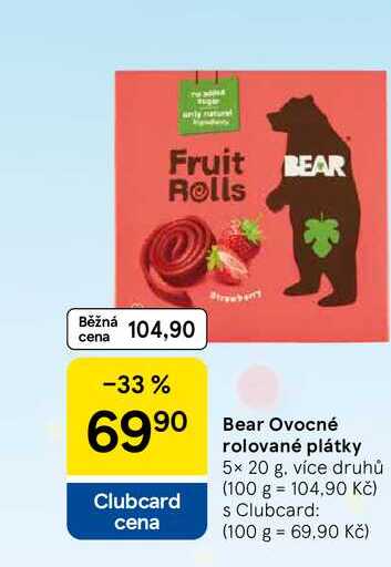 Bear Ovocné rolované plátky, 5x 20 g