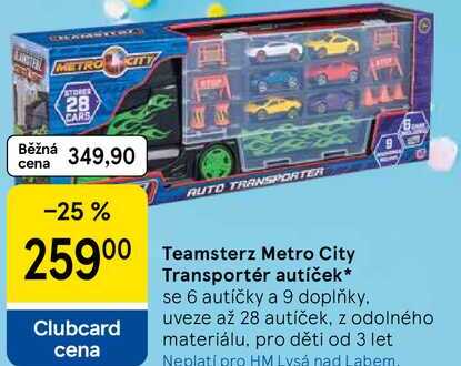Teamsterz Metro City Transportér autíček, se 6 autíčky a 9 doplňky. uveze až 28 autíček, z odolného materiálu