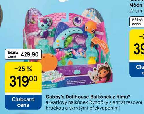 Gabby's Dollhouse Balkónek z filmu, akváriový balkónek Rybočky s antistresovou hračkou a skrytými Tesco