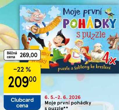 Moje první pohádky s puzzle, 4x puzzle a šablony ke kresleni