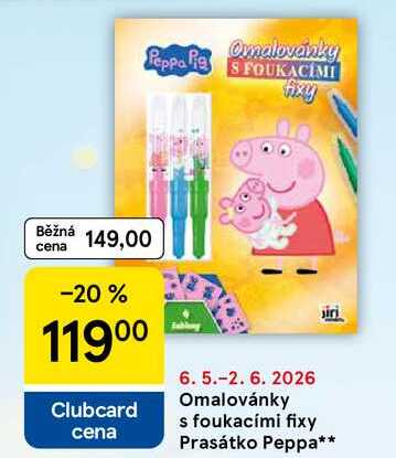 Omalovánky s foukacími fixy Prasátko Peppa
