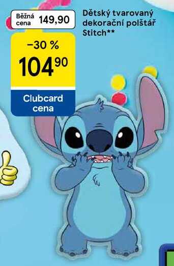 Dětský tvarovaný dekorační polštář Stitch
