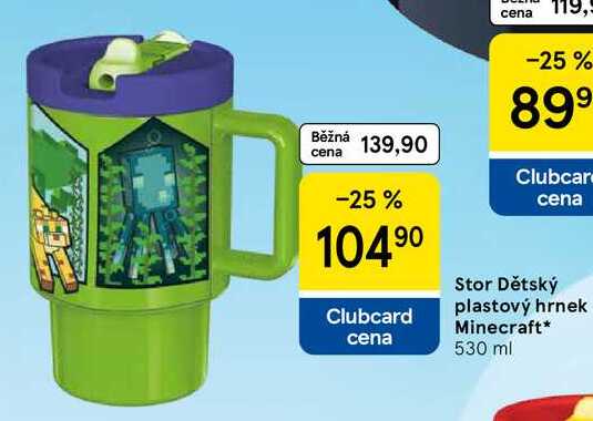 Stor Dětský plastový hrnek Minecraft, 530 ml 