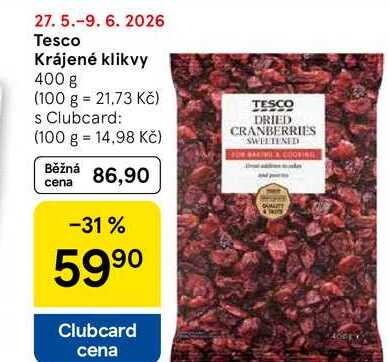 Tesco Krájené klikvy, 400 g 