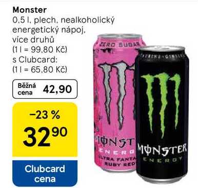 Monster, 0.5 l, plech, nealkoholický energetický nápoj, více druhů