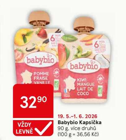 Babybio Kapsička, 90 g, více druhů Tesco