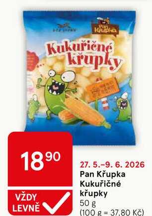 Pan Křupka Kukuřičné křupky, 50 g Tesco