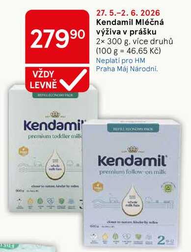 Kendamil Mléčná výživa v prášku, 2x 300 g, více druhů Tesco