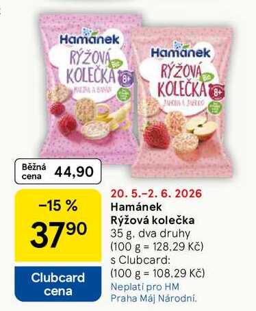 Hamánek Rýžová kolečka, 35 g Tesco