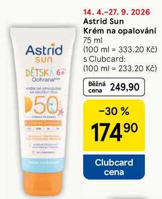 Astrid Sun Krém na opalování, 75 ml Tesco