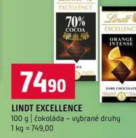 LINDT EXCELLENCE 100 g čokoláda vybrané druhy