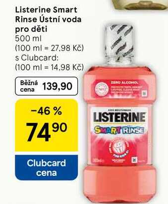 Listerine Smart Rinse Ústní voda pro děti, 500 ml Tesco