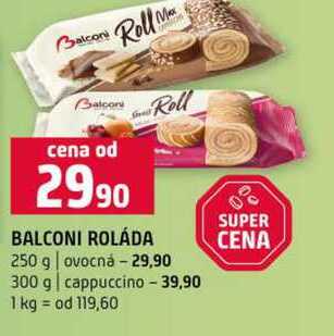 BALCONI ROLÁDA 250 g ovocná 300 g cappuccino 