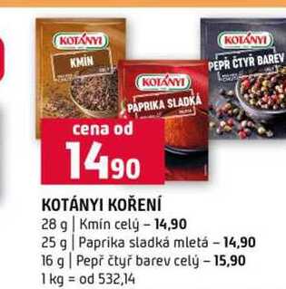 KOTÁNYI KOŘENÍ vybrané druhy