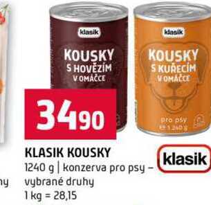 KLASIK KOUSKY 1240 g konzerva pro psy vybrané druhy