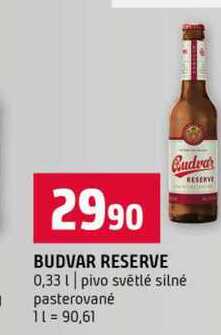 BUDVAR RESERVE 0,33l pivo světlé silné pasterované