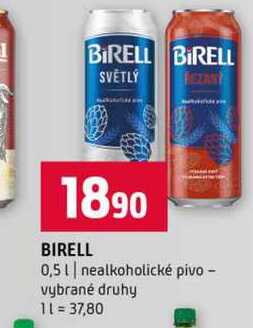 BIRELL 0,5l nealkoholické pivo vybrané druhy