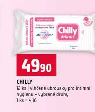 CHILLY 12 ks vlhčené ubrousky pro intimní hygienu vybrané druhy Terno