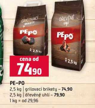 PE-PO 2,5 kg grilovací brikety 2,5 kg dřevěné uhlí Terno