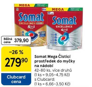 Somat Mega Čisticí prostředek do myčky na nádobí, 42-80 ks, více druhů Tesco