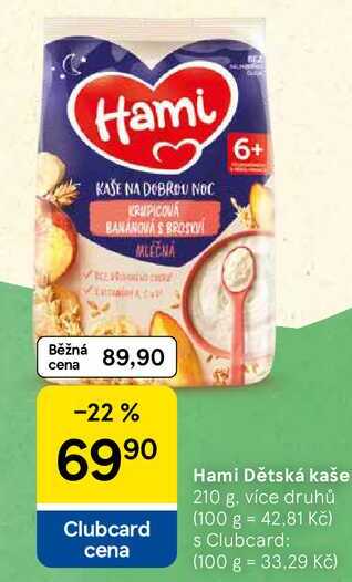 Hami Dětská kaše, 210 g. více druhů Tesco