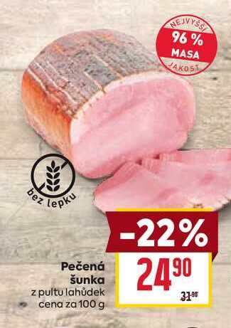 Pečená šunka z pultu lahůdek cena za 100 g