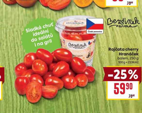 Rajčata cherry Hranáček balení, 250 g