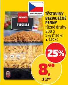 TĚSTOVINY BEZVAJEČNÉ PENNY různé druhy, 500 g  