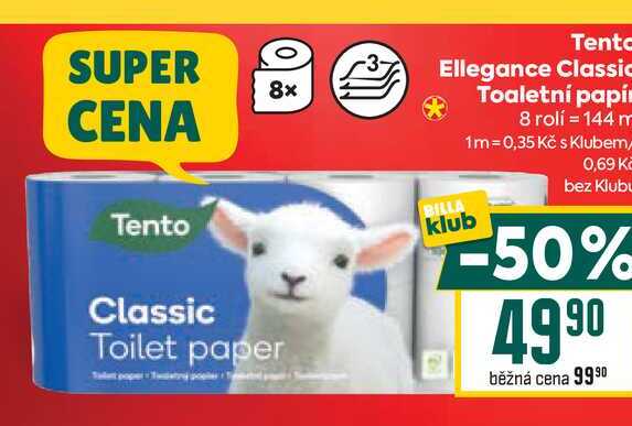 Tento Ellegance Classic Toaletní papír 8 rolí BILLA
