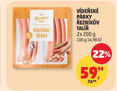 VÍDEŇSKÉ PÁRKY ŘEZNÍKŮV TALÍŘ, 2x 200 g