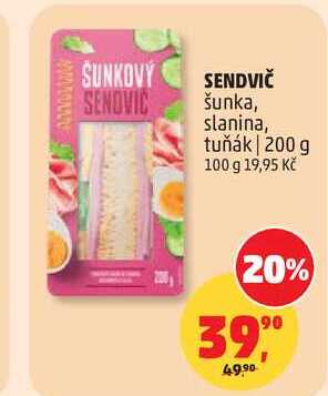 SENDVIČ šunka, slanina, tuňák, 200 g 