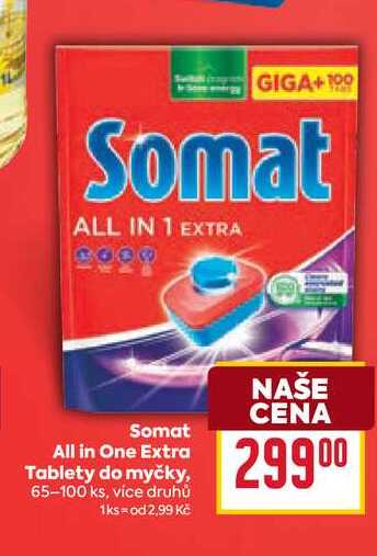 Somat All in One Extra Tablety do myčky, 65-100 ks