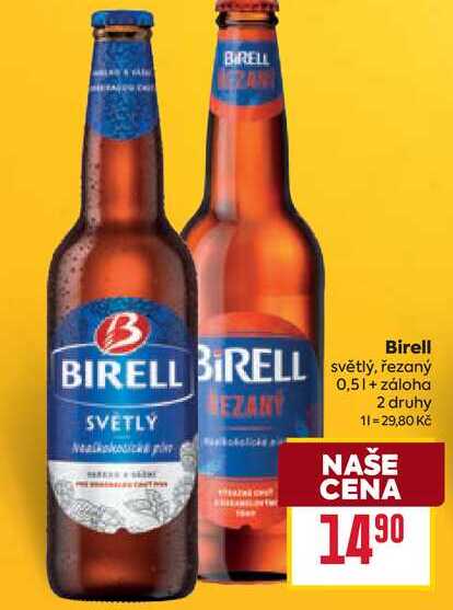 Birell světlý, řezaný 0,5l