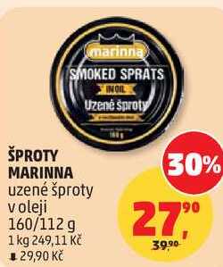 ŠPROTY MARINNA uzené šproty v oleji, 160/112 g 