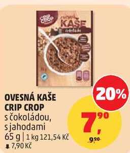 OVESNÁ KAŠE CRIP CROP s čokoládou, s jahodami, 65 g