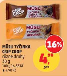 MÜSLI TYČINKA CRIP CROP různé druhy, 30 g 