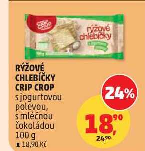 RÝŽOVÉ CHLEBÍČKY CRIP CROP s jogurtovou polevou, 100 g