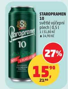 STAROPRAMEN 10 světlé výčepní plech, 0,5 l
