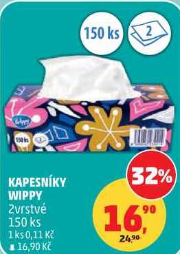 KAPESNÍKY WIPPY, 2vrstvé 150 ks Penny Market