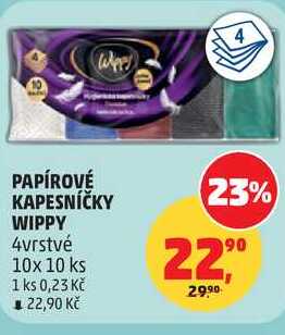 KAPESNÍČKY WIPPY, 4vrstvé, 10x 10 ks Penny Market
