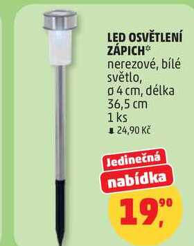 LED OSVĚTLENÍ ZÁPICH nerezové, bílé světlo, 04 cm, délka 36,5 cm, 1 ks