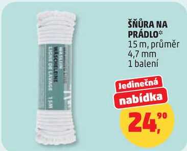 ŠŇŮRA NA PRÁDLO 15 m, průměr 4,7 mm, 1 balení Penny Market