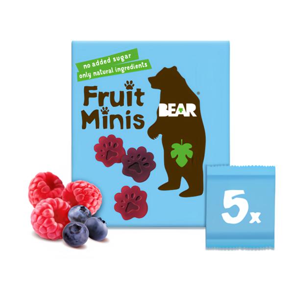 Bear Fruit Minis ovocné tlapky malina a borůvka 5x20g Košík.cz