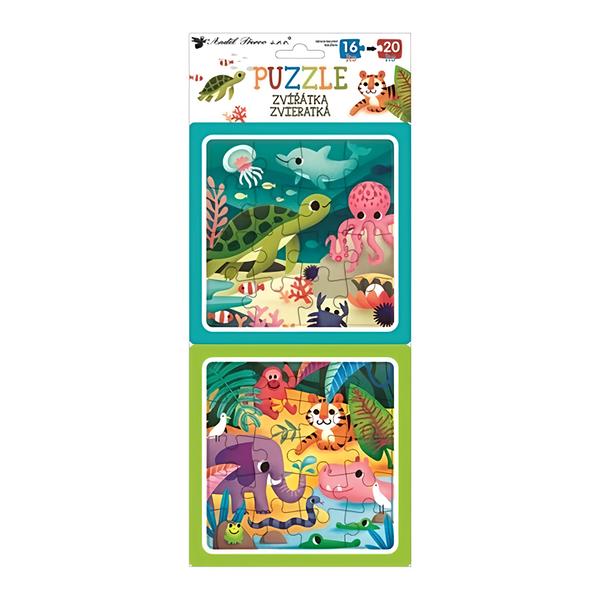 Anděl Přerov Puzzle 2 obrázky, 16 a 20 dílků, zvířátka Košík.cz