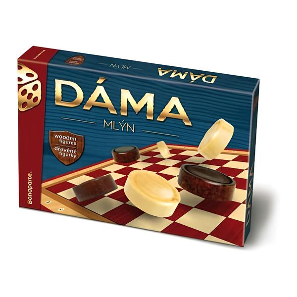Bonaparte Společenská hra 2v1 (Dáma, Mlýn dřevěné kameny)