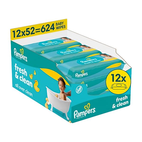 Pampers Ubrousky Fresh Clean Plastic Free (12x 52 ks) Košík.cz